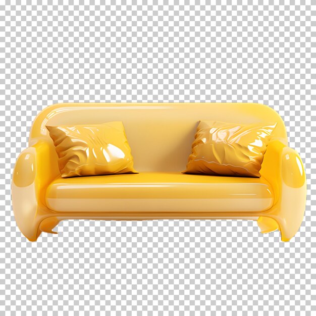 PSD yellow luxury sofa isolated on transparent background