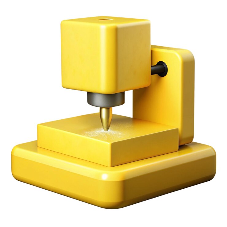 PSD a yellow machine with a button on it that says quot the machine is made by a machine quot
