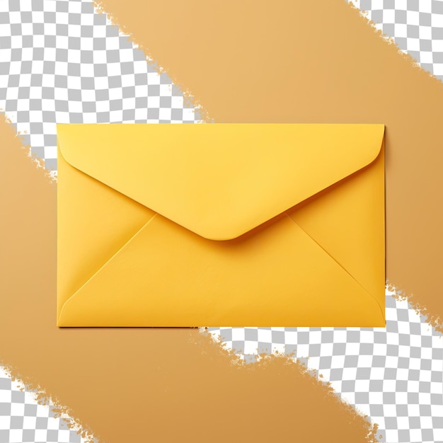 Yellow mailing envelope seen from the back against a transparent background