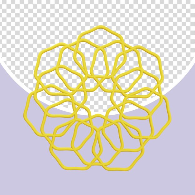 Yellow Mandala Decorative 3D Element