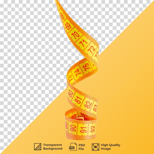 yellow measuring tape in a spiral isolated on a transparent background