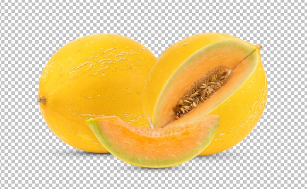 Yellow melon isolated on alpha layer