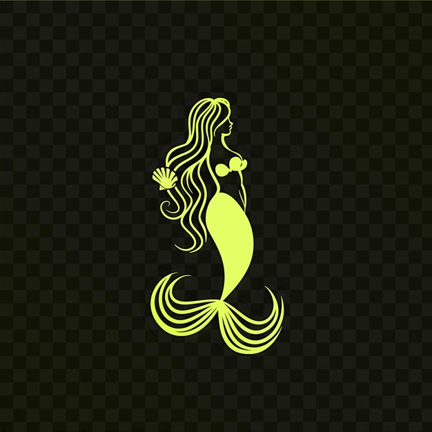 Yellow mermaid with a yellow mermaid on a black background