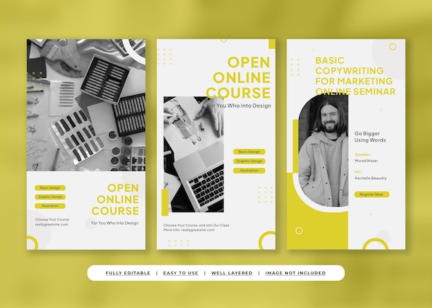 PSD yellow modern online webinar instagram story