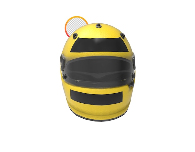 yellow motorcycle helmet transparent background 3d render