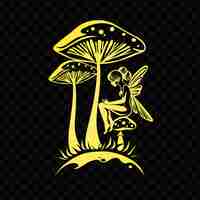 PSD yellow mushroom with a girl and a frog on it