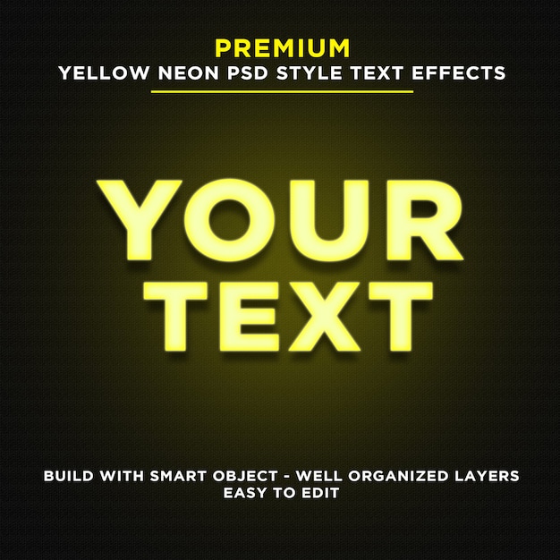 yellow neon style text effects