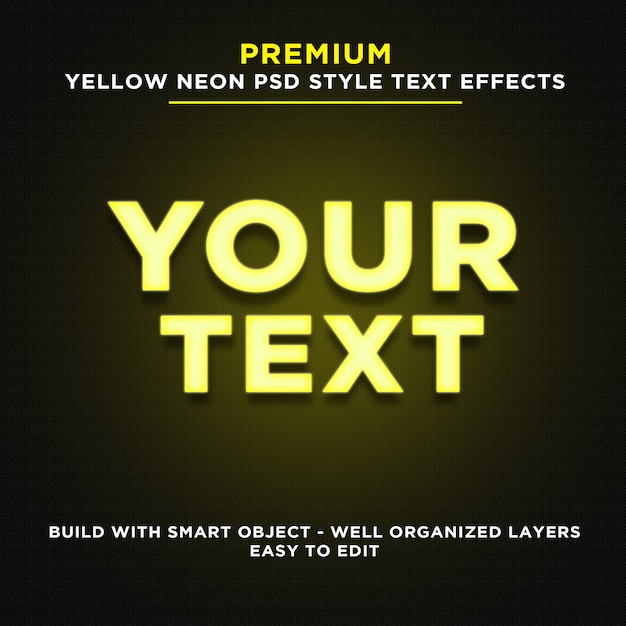 PSD yellow neon style text effects