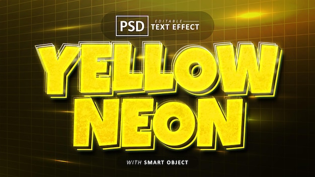 Yellow neon text effect editable