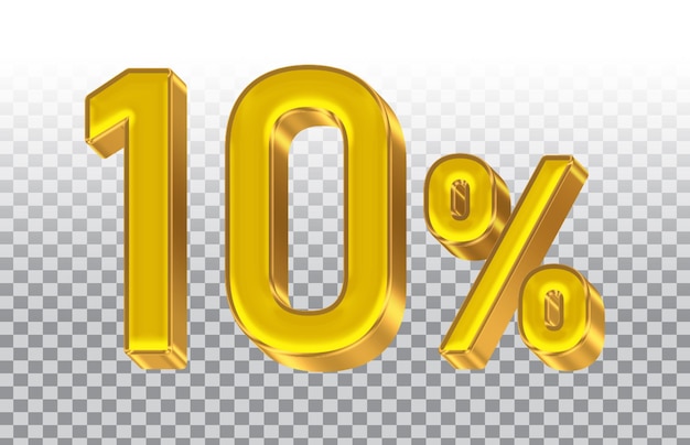 A yellow number 10 percent with a transparent background.