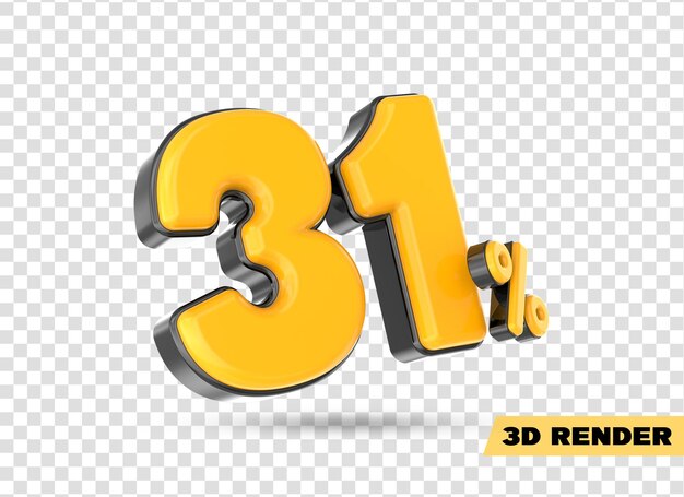 Numero giallo rendering 3d