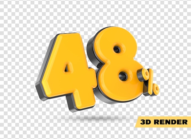 노란색 숫자 3d 렌더링