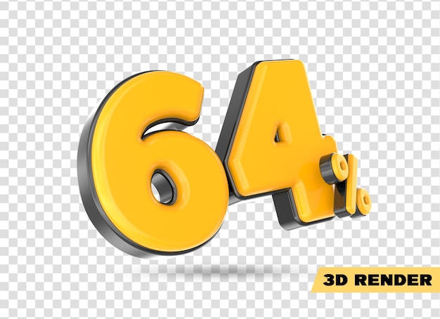 노란색 숫자 3d 렌더링