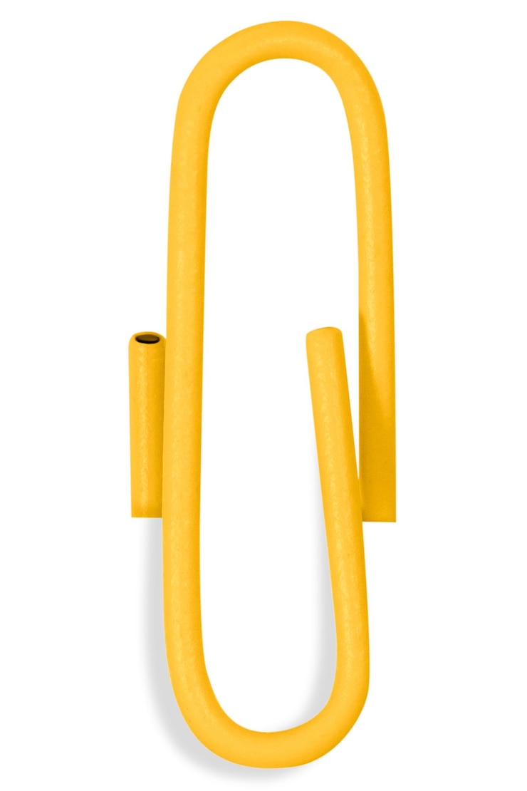 PSD yellow paperclip on a blank background