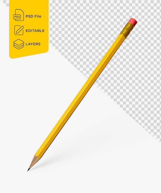 Yellow pencil on isolated background 3d illustration