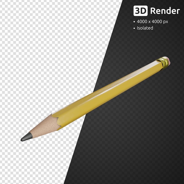 Yellow pencil with eraser isolated