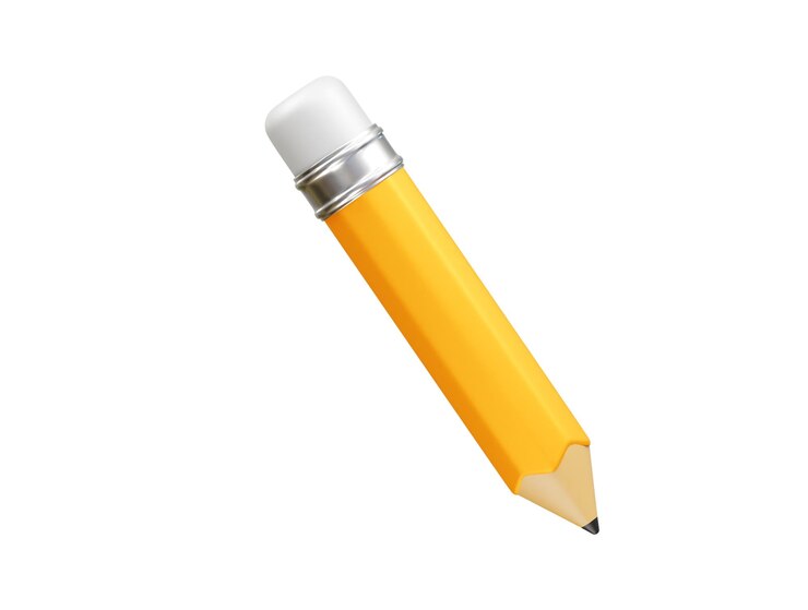 PSD a yellow pencil with a silver cap and a silver band