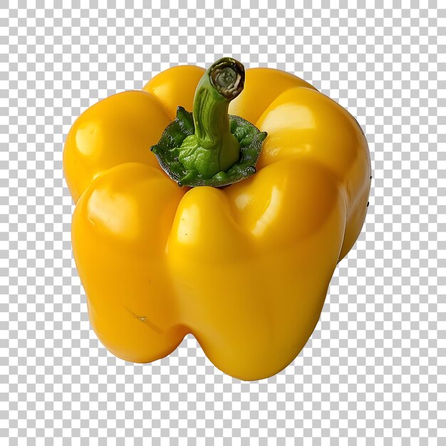 PSD a yellow pepper with a green stem and a green leaf