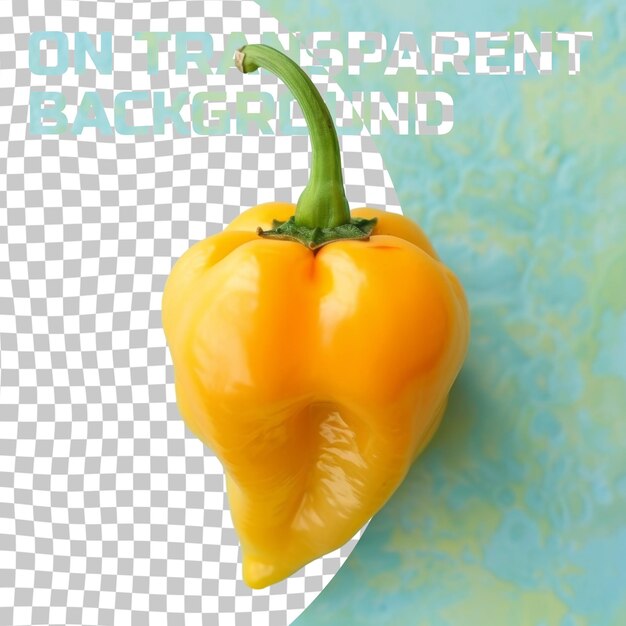 PSD a yellow pepper with a green stem on it