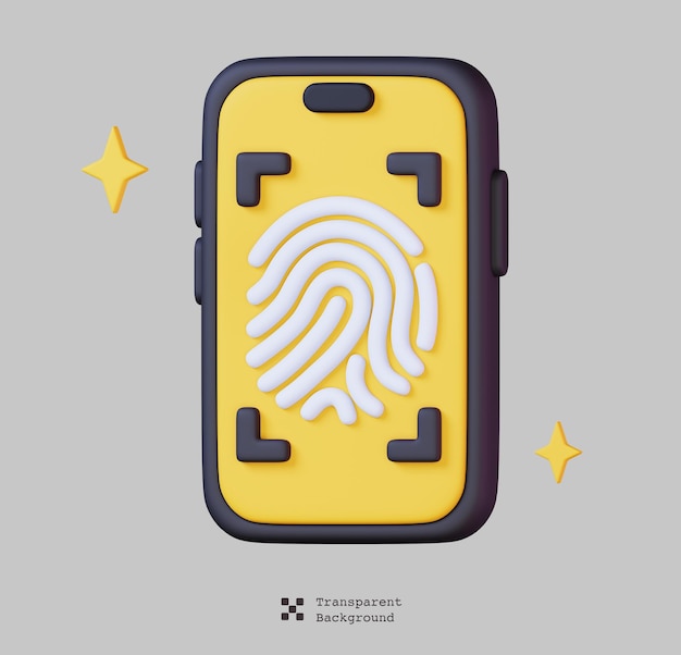 PSD un telefono giallo con un'impronta digitale sulla parte superiore.