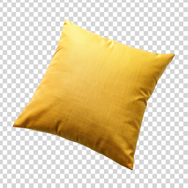 PSD yellow pillow isolated on transparent background