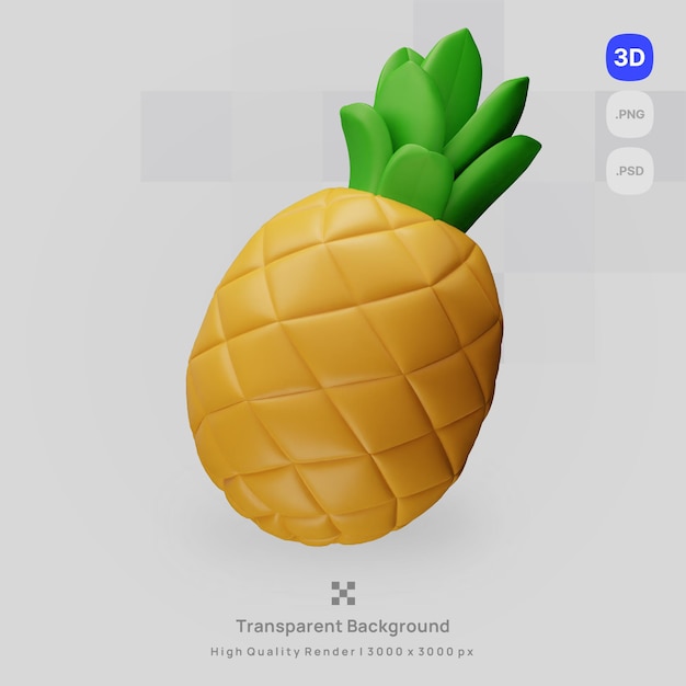 PSD a yellow pineapple with a green leaf on it