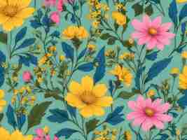 PSD yellow pink and blue wildflower patterns aigenerated