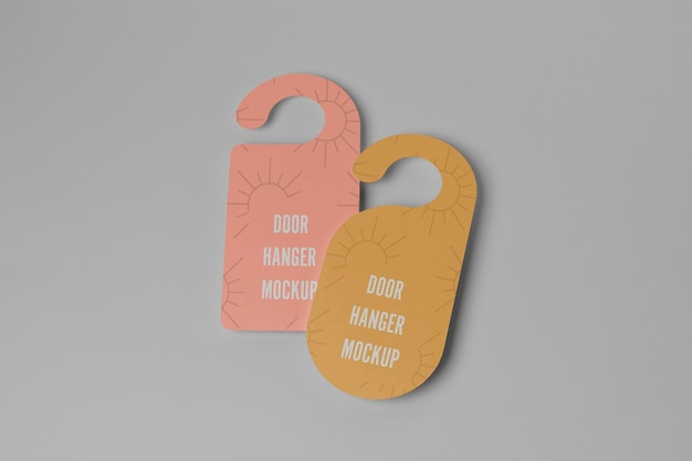 PSD yellow and pink door hangers for privacy