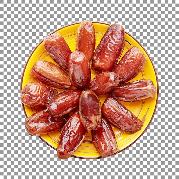 Yellow plate with dates on transparent background