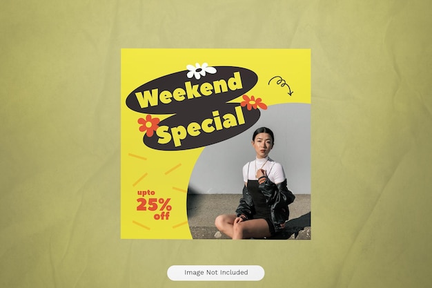 Yellow playful summer weekend special sale instagram post 01