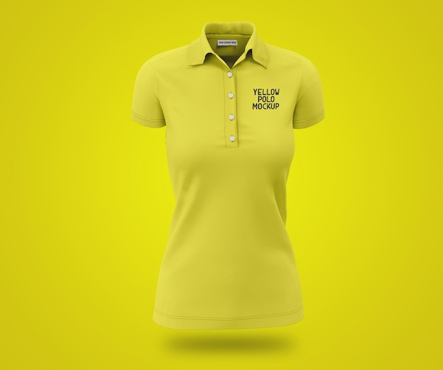 PSD yellow polo shirt 3d realistic mockup