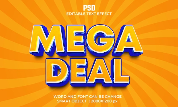 A yellow poster that says mega deal on it