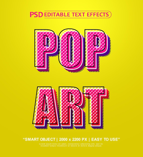 PSD un poster giallo con sopra scritto pop art.