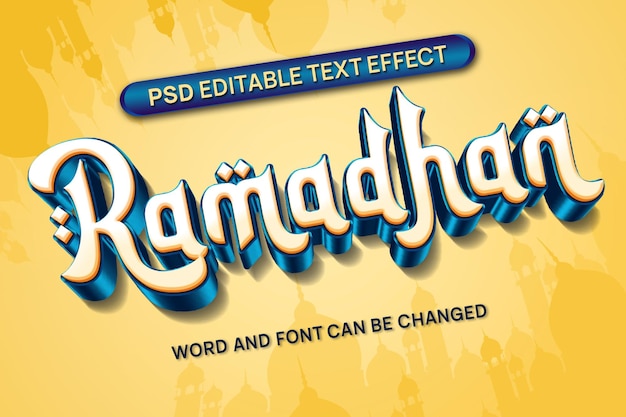 A yellow poster that says ramadan text effect.