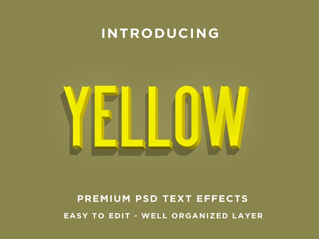 Yellow, premium 3d text effects psd