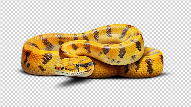 PSD yellow python snake cutout on transparent