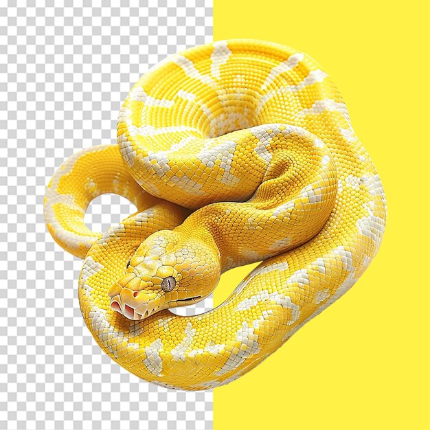 yellow python snake isolated on transparent background