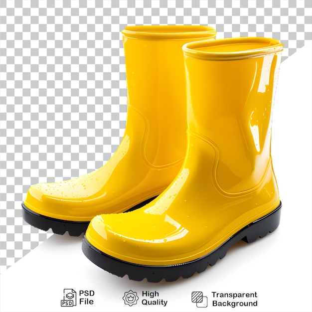 PSD stivali da pioggia gialli isolati su uno sfondo trasparente includono file png