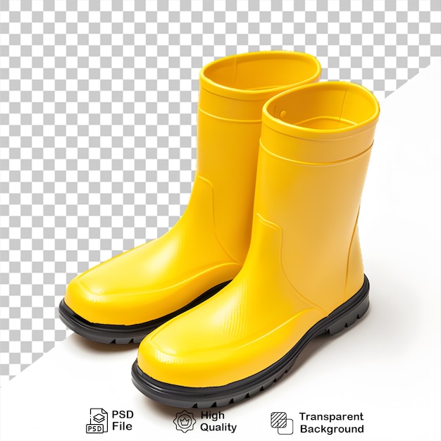 PSD stivali da pioggia gialli isolati su uno sfondo trasparente includono file png