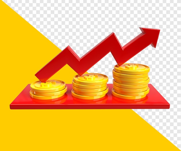 PSD yellow and red arrow up chart