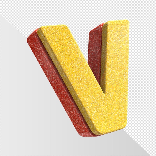 A yellow and red letter v with a white background.