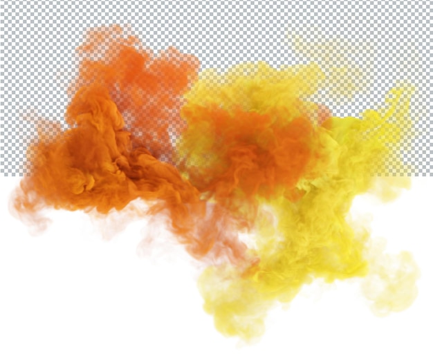 Yellow and red puffs of fantasy smoke 3D magic fog texture