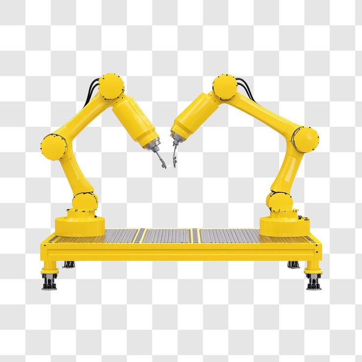 PSD yellow robotic arms for industrial automation