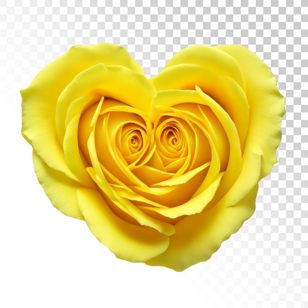 PSD a yellow rose in the shape of a heart