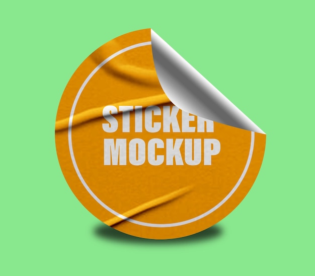 黄色い丸いステッカーモックアップ