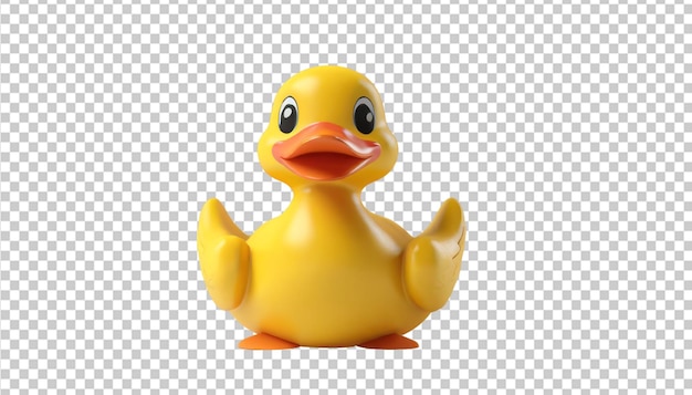 PSD yellow rubber duck toy isolated on transparent background