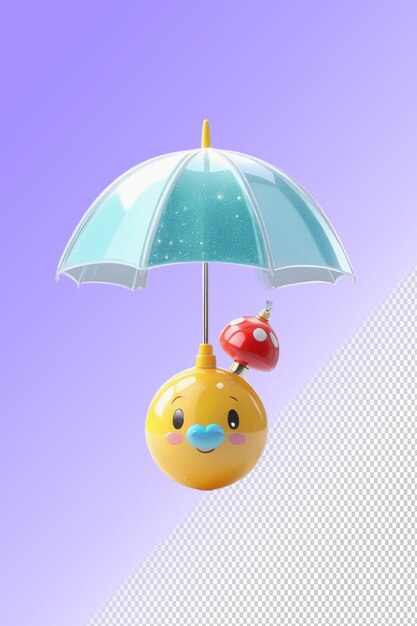 PSD a yellow rubber duck with an umbrella that says duck on it