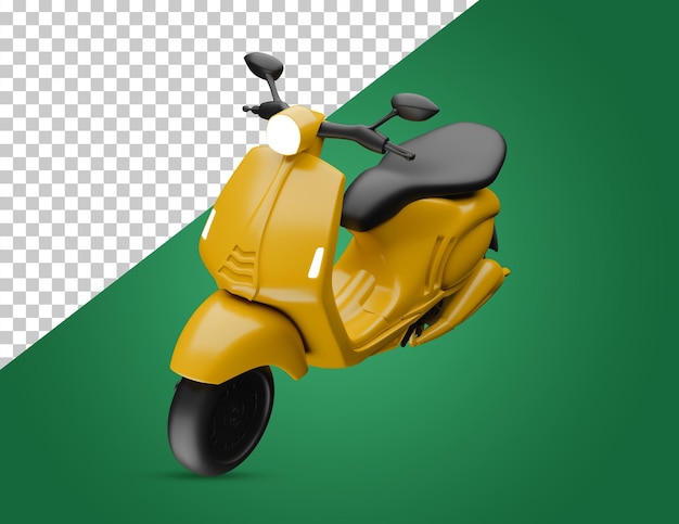 PSD a yellow scooter with a green background and a green background.