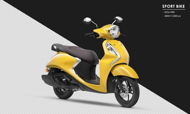 PSD uno scooter giallo con la scritta vespa sul davanti.