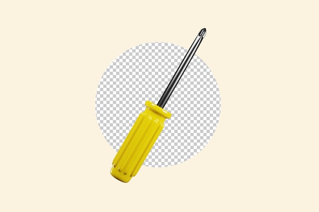 Yellow screwdriver 3d render